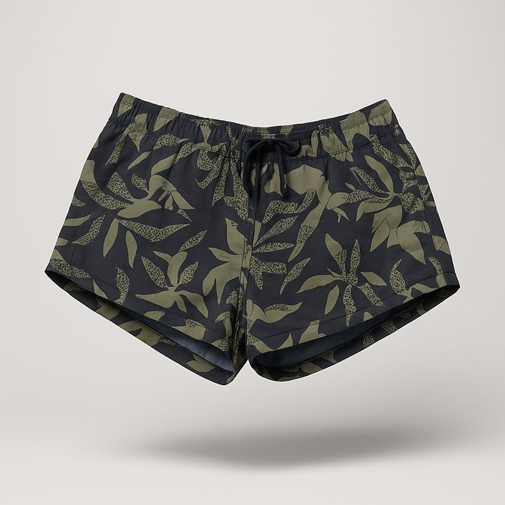 Prana Mariya Short Women Small Black Olive Seaside Print Lightweight Activewear