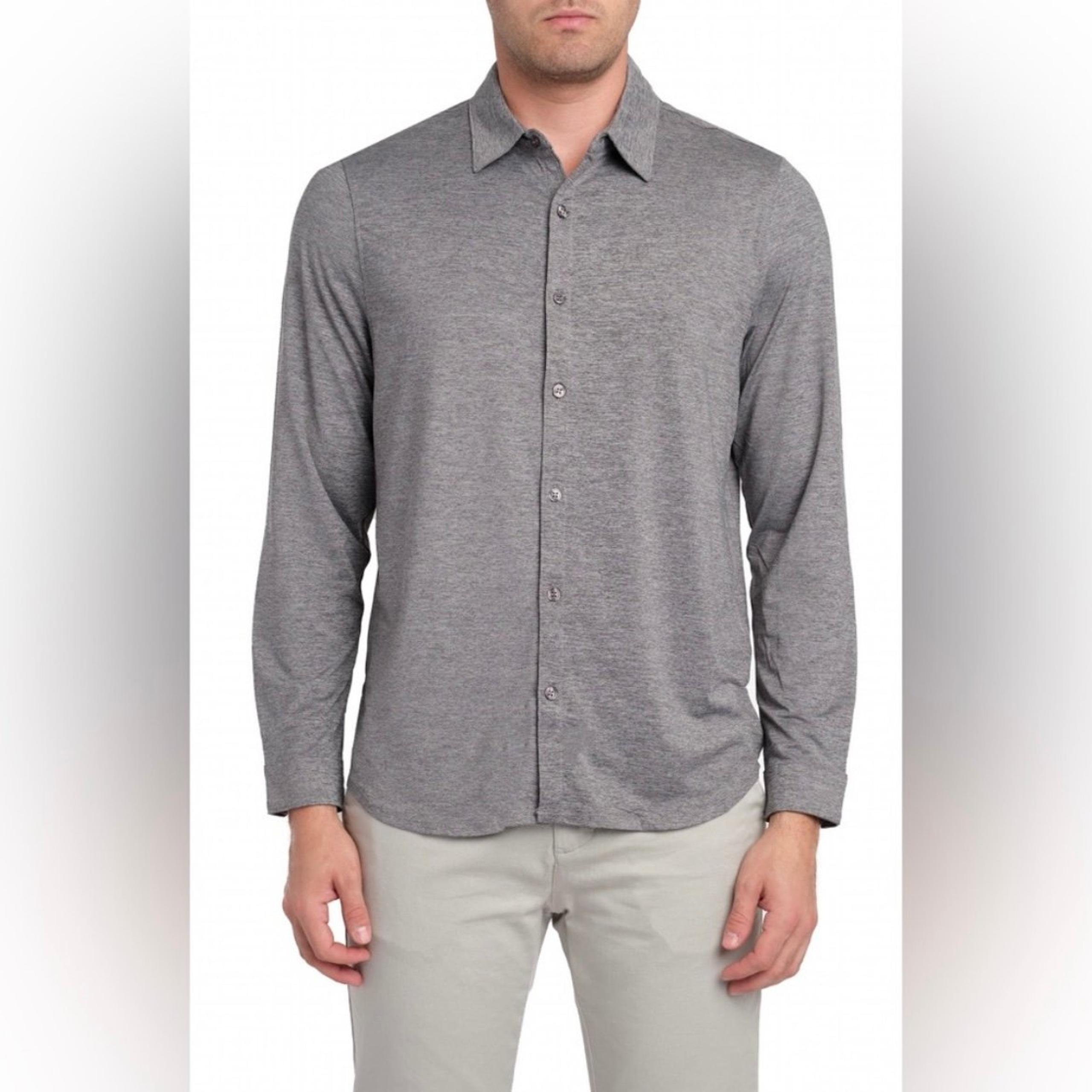 Zachary Prell Bill Stretch Knit Button Up Shirt Long Sleeve Men’s Medium Gray
