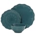 The Pioneer Woman Farmhouse Lace 12-Piece Dinnerware Set, Teal