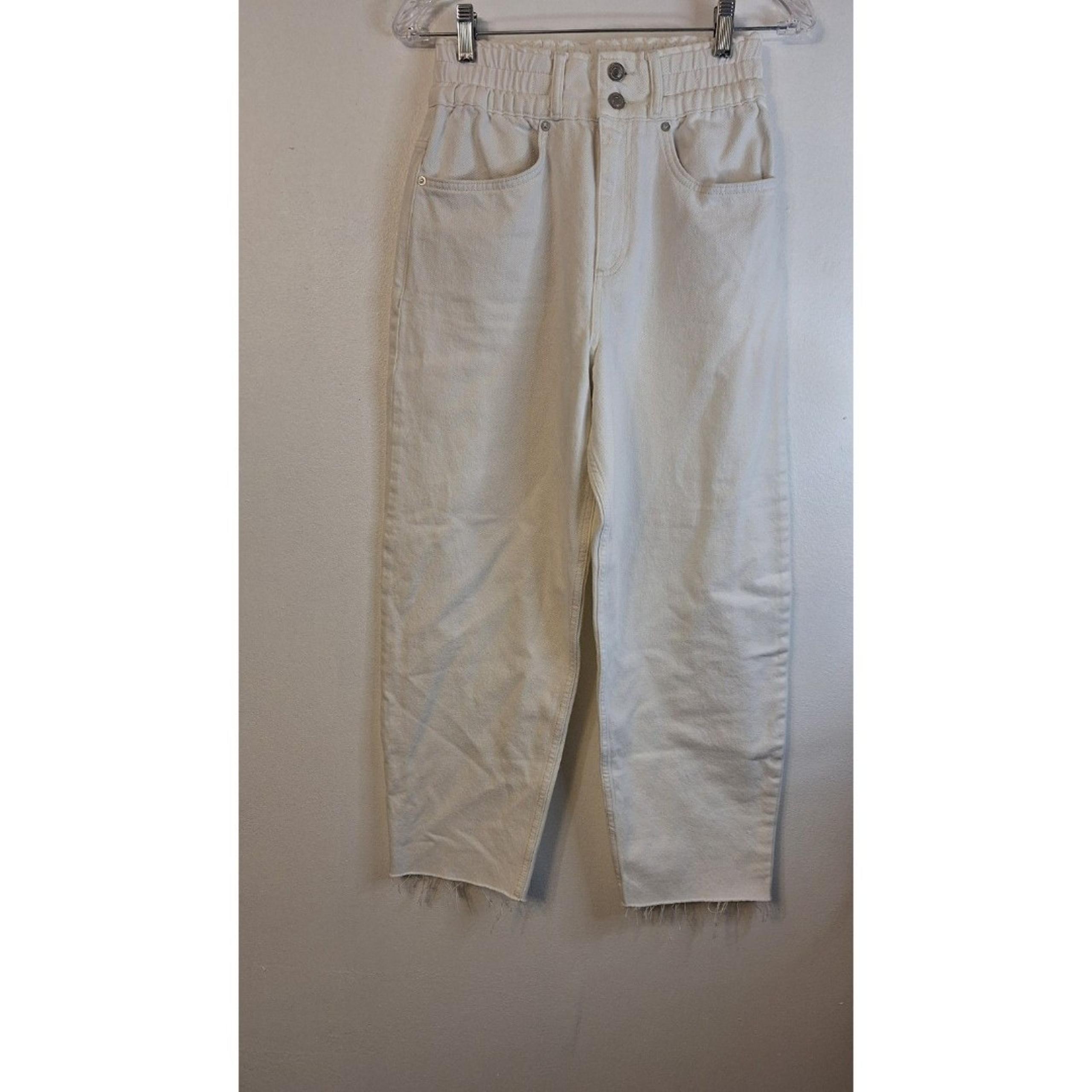 Nwt ALLSAINTS Hailey Frayed White High Rise Cropped Straight Denim Jeans Women 4