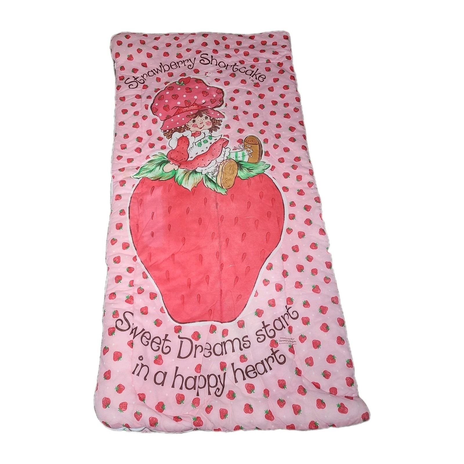 Vintage 80s Retro Strawberry Shortcake Child Size Sleeping Bag Sweet Dreams