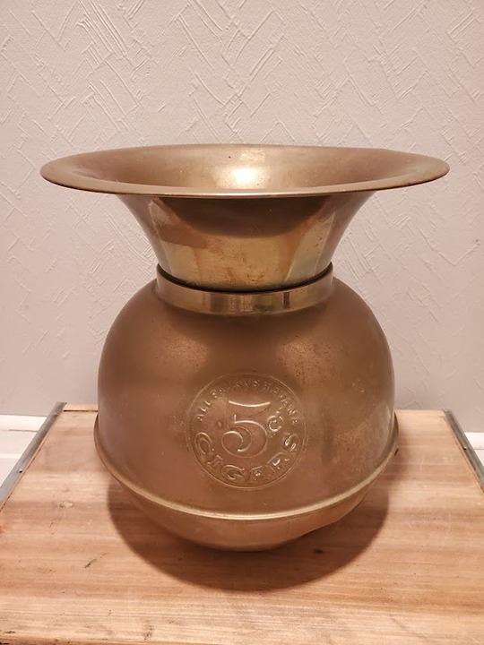 Vintage Brass 5 Cent Cigar Spittoon - Large