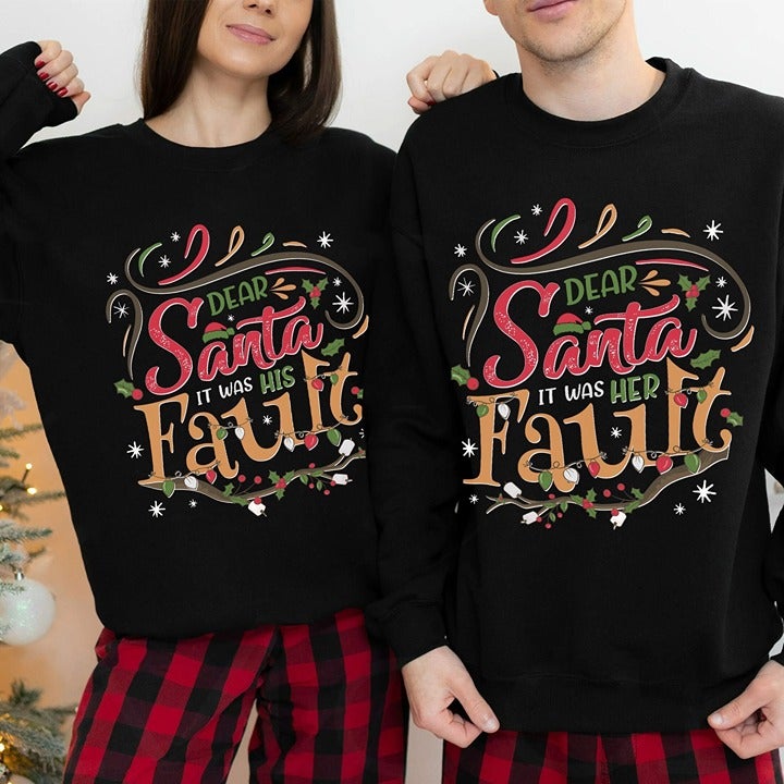 Dear Santa Matching Couples Christmas Sweatshirt His and Hers Matching Christmas