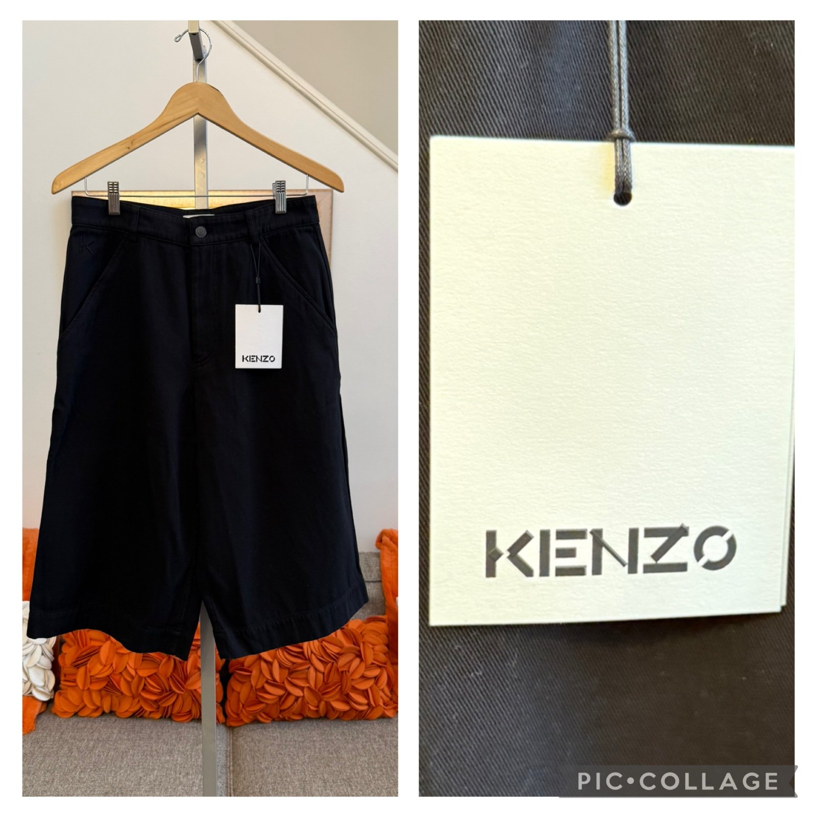 NWT Kenzo Men's Black Casual Chino Bermuda Shorts Size 28 Made in Italy