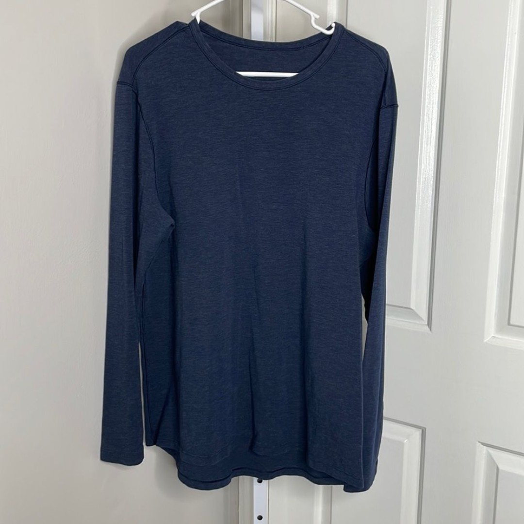 Mens Lululemon Long Sleeve 5 Year Basic Tee P2P 22 Heather Navy Blue NO TAG M80
