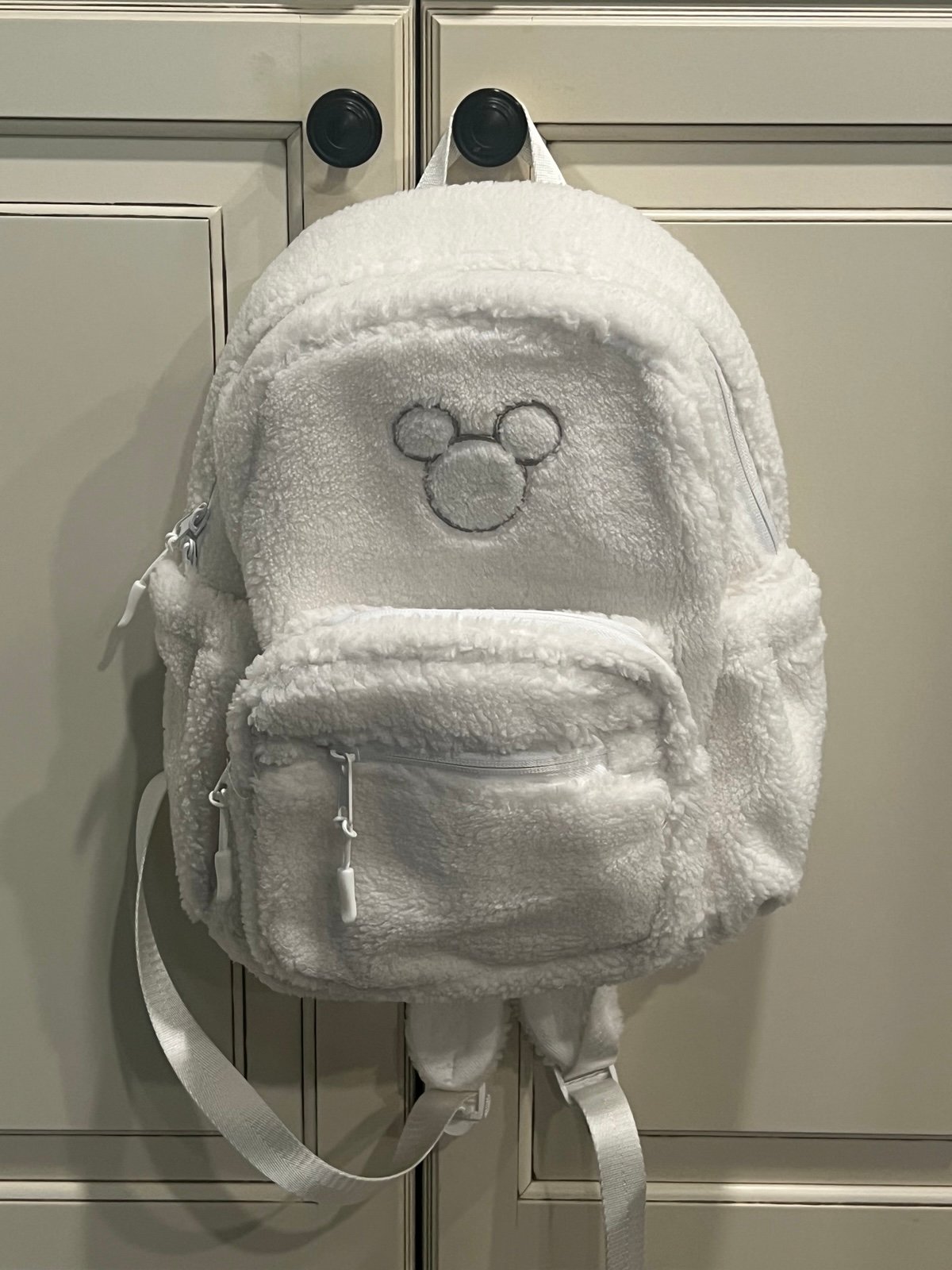 Disney Parks Mickey Mouse Icon White Fleece Mini Backpack (NEW)
