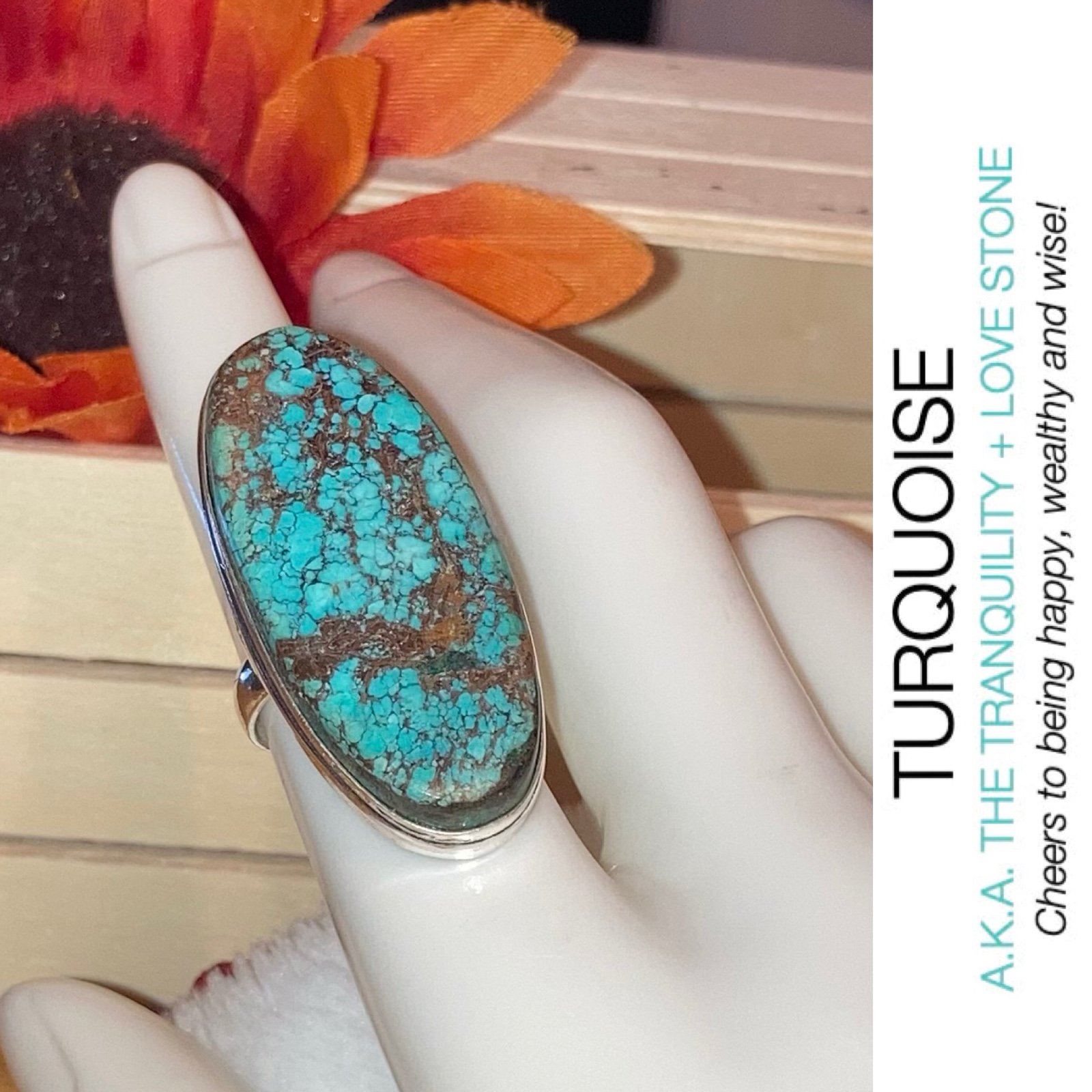 Turquoise Gemstone Chunky Handmade Ring