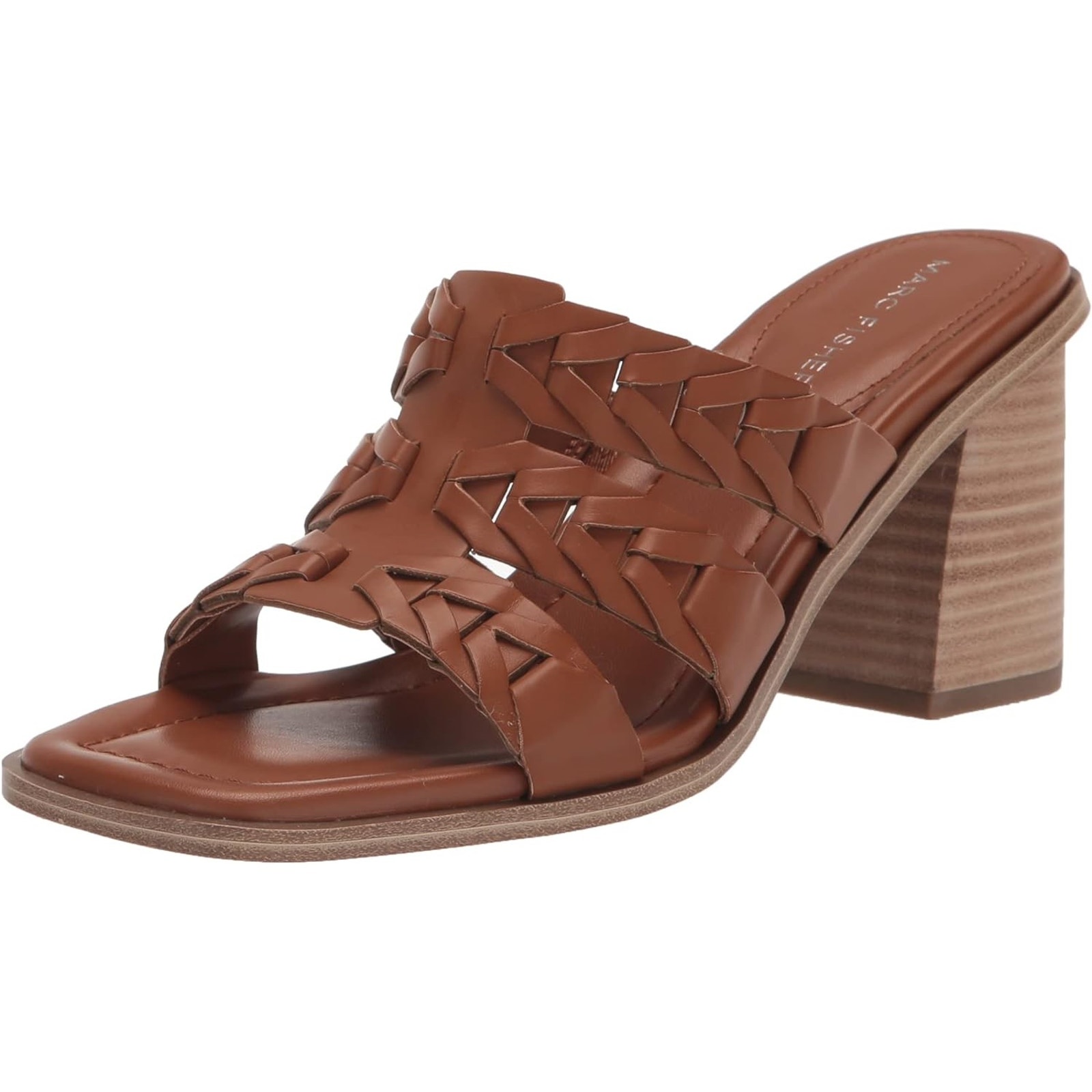 Marc Fisher Women Block Heel Slide Sandals Melita Size US 10M Medium Brown
