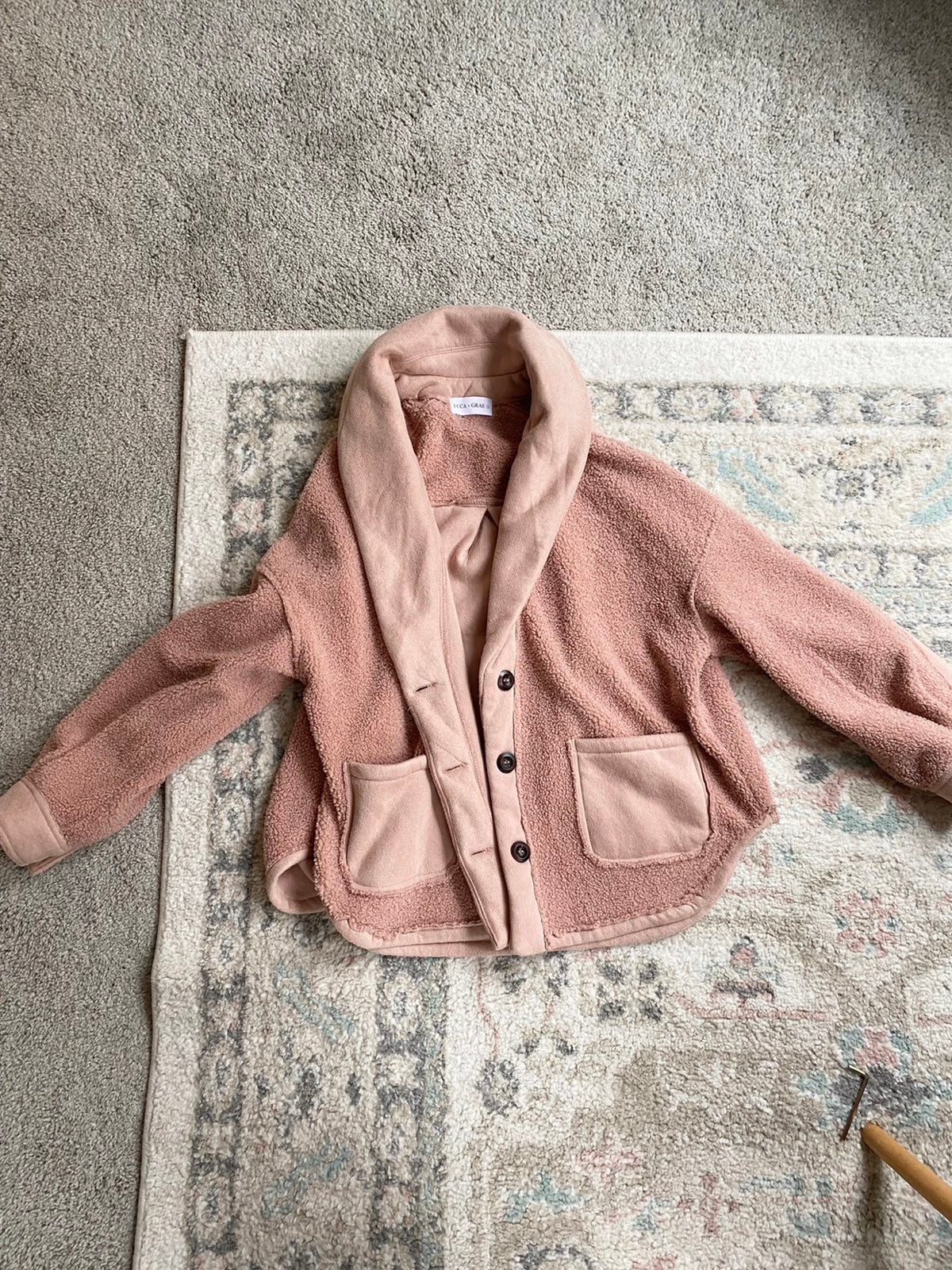 Pink teddy caridgan