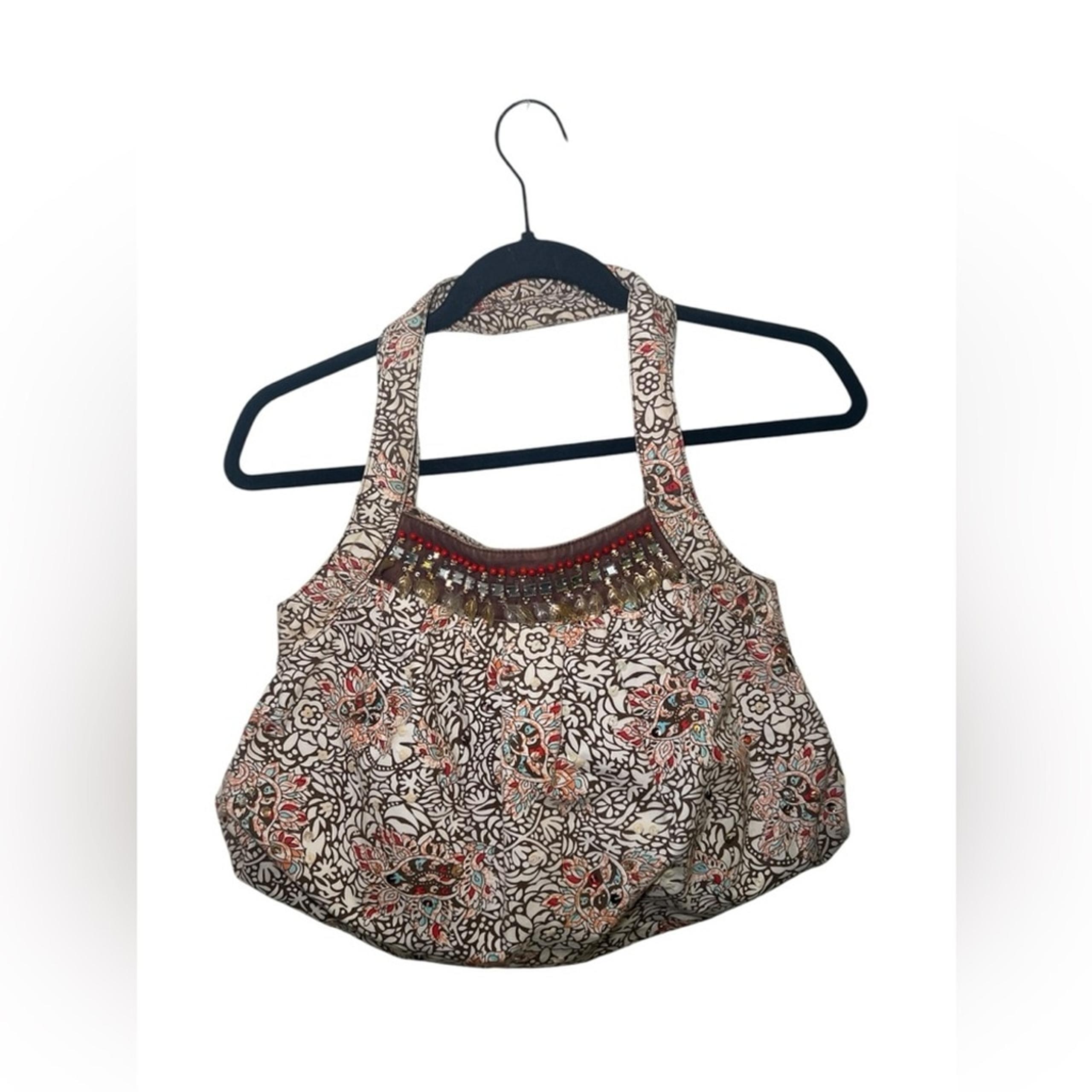 Y2K Old Navy Floral Shoulder Bag - Cream and Red