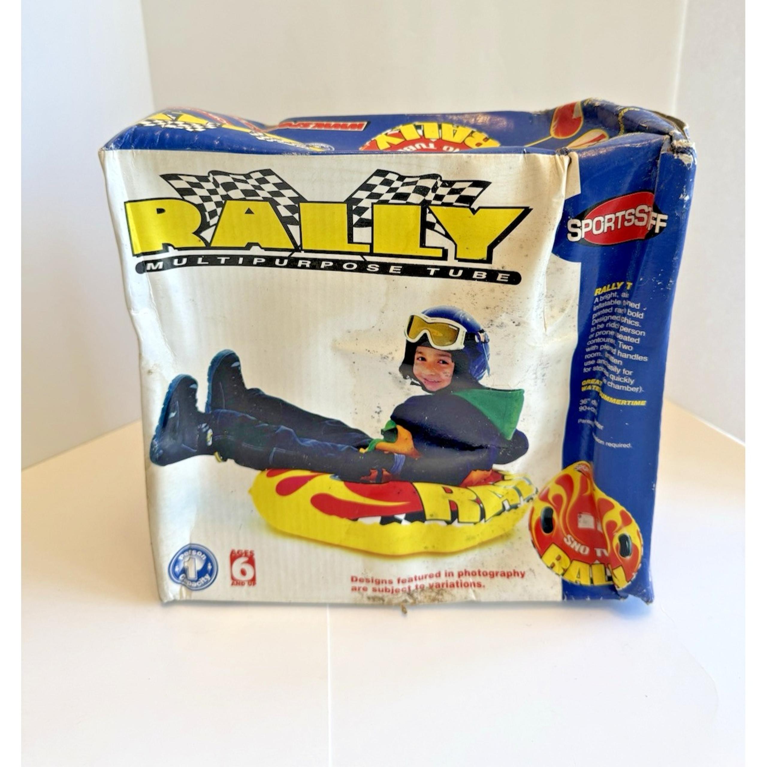 RALLY Multipurpose Snow Tube Yellow Red Flames Handles 36" SportsStuff Sledding