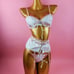 Satin baby pink lingerie set come with white stockings
