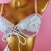Satin baby pink lingerie set come with white stockings