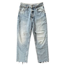 Zara Mom Fit Ankle Jeans Sz 4 High Waist Light Wash Button Fly Raw Hem