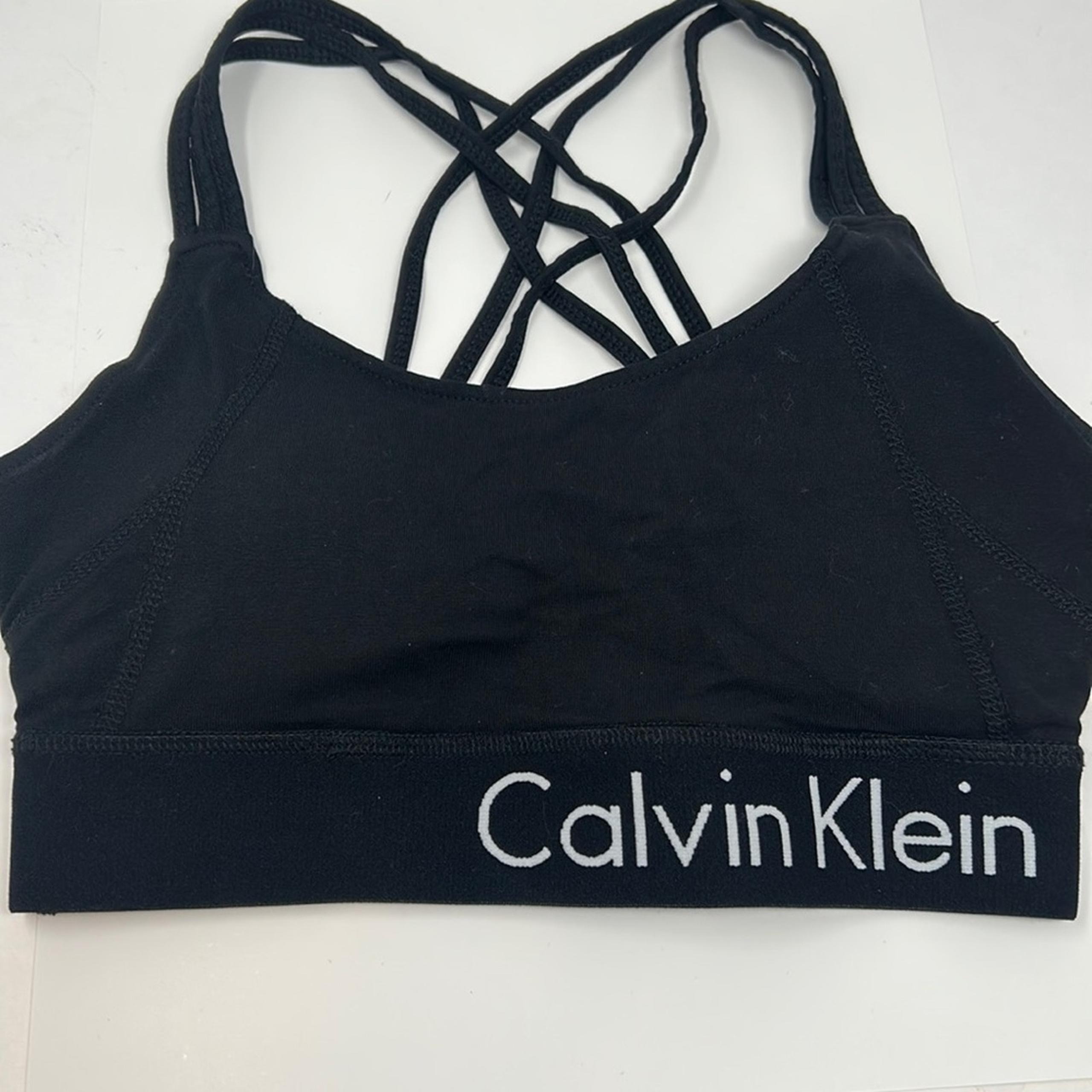 Calvin Klein Women's Black Performance Strappy Back Activewear Sports Bra XS