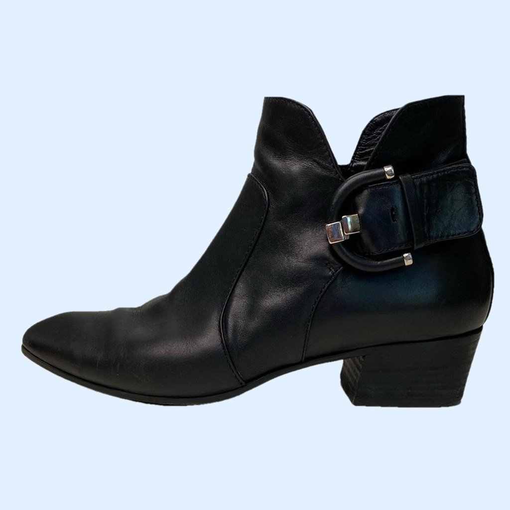 Aquatalia Fiamma Chelsea Ankle Boot with Buckle Detail in Espresso Size 9.5