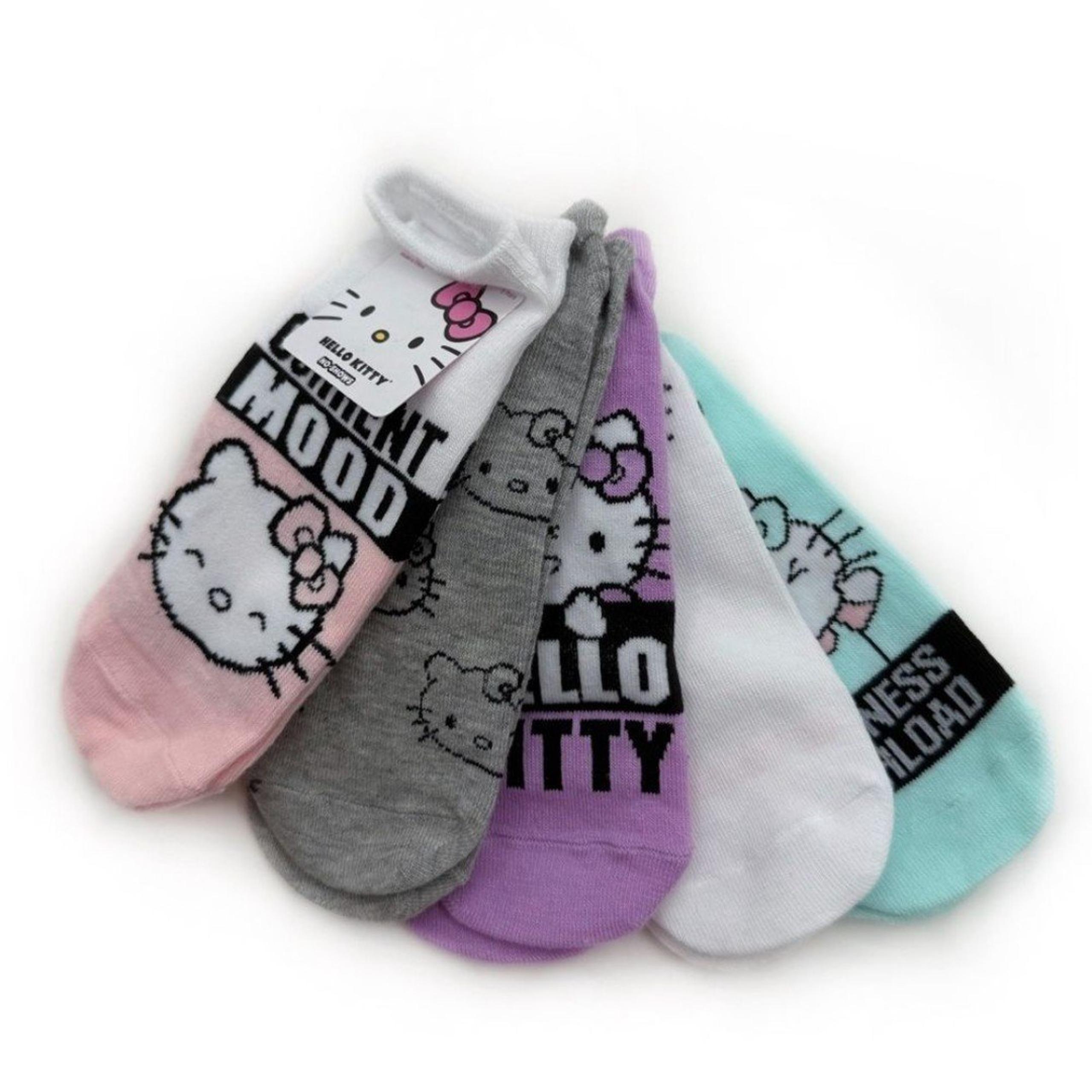 Hello Kitty Sanrio Womens No Show Socks Pastel 5 Pairs Fun Cute Novelty Gift