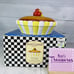 Gorham Merry Go Round PAT-A-CAKE Cherry Pie Yellow Striped 9 Covered Pie Plate