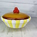 Gorham Merry Go Round PAT-A-CAKE Cherry Pie Yellow Striped 9 Covered Pie Plate