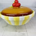 Gorham Merry Go Round PAT-A-CAKE Cherry Pie Yellow Striped 9 Covered Pie Plate