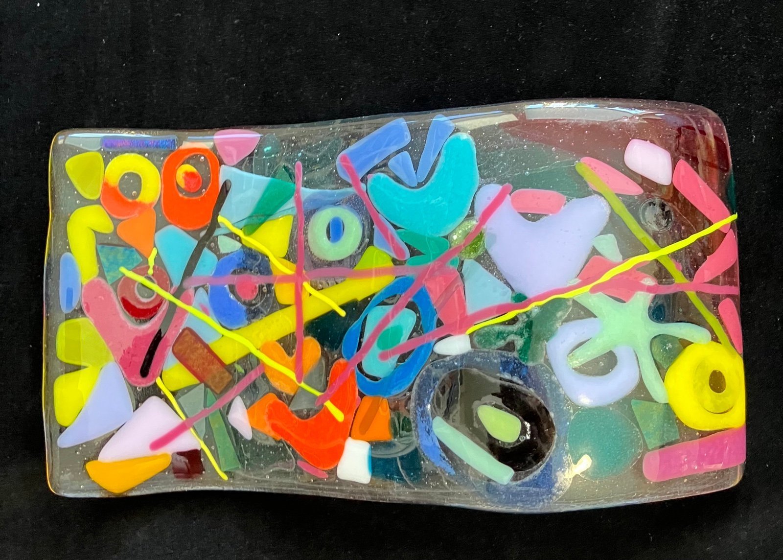 Wild Heart”Handmade Fused Art Glass Wave Original 10.5”x5” Freestanding