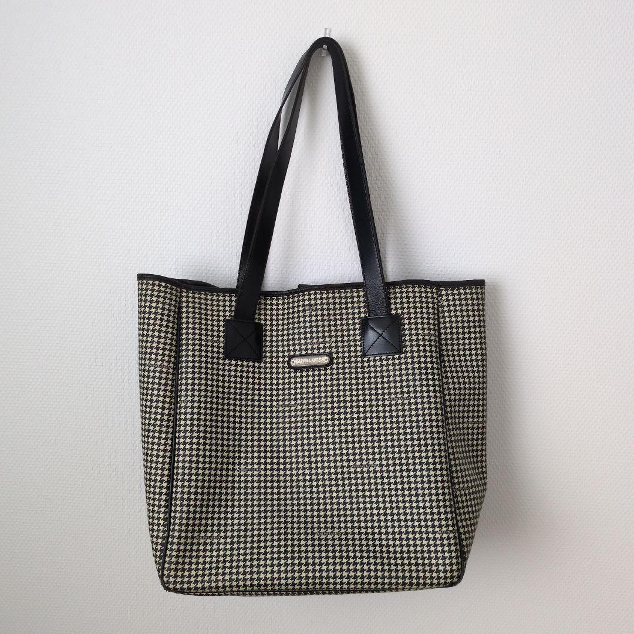【Imperfect Item】Ralph Lauren Tote Bag, Black and White Houndstooth, Large Bag