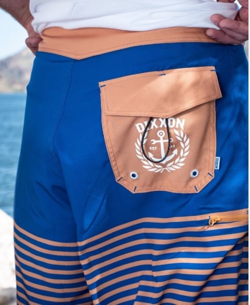 New DIXXON Doldrum Blue & Peach Board Shorts Swim Trunks Size 34 BNIB