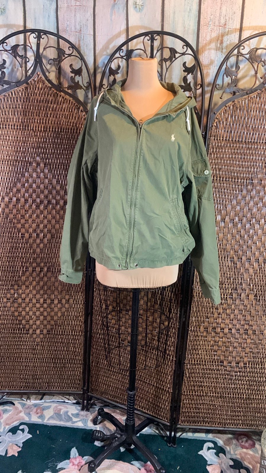 Polo Ralph Lauren Army Green Full Zip Hooded Jacket Size L