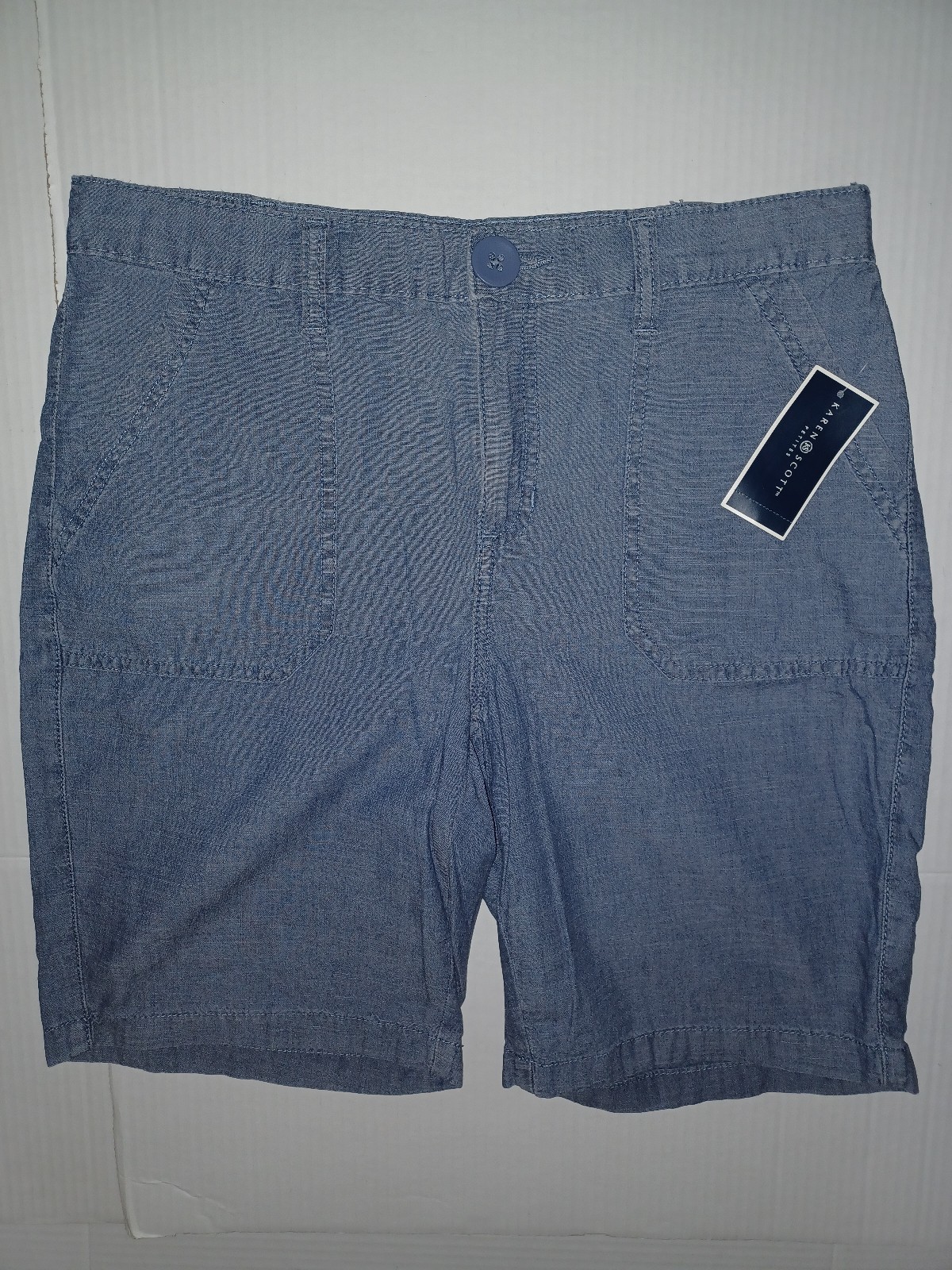 KAREN SCOTT CHAMBRAY WOVEN SHORTS