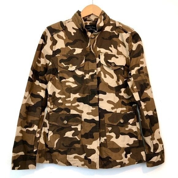 LOVE TREE JUNIORS Camouflage Camo Military Utility Fall 100% Cotton Jacket Small