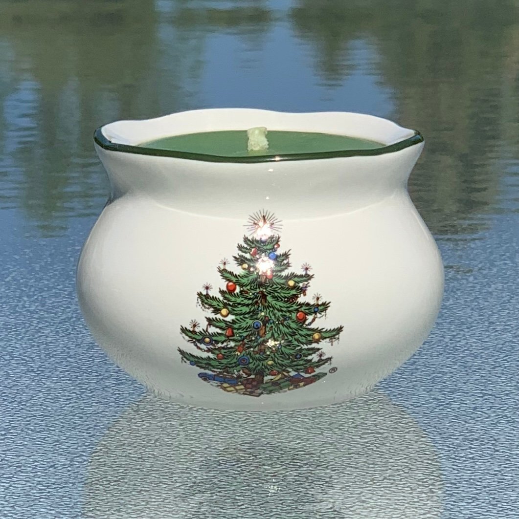 Cuthbertson Original Christmas Tree Narrow Green Band Votive Candle, England