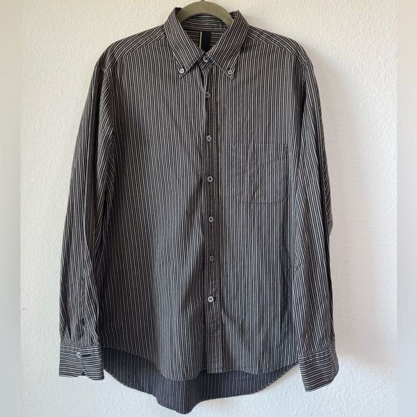 Lanvin Striped Button-Up Long Sleeve Shirt L Made in Italy 100% Cotton Preppy
