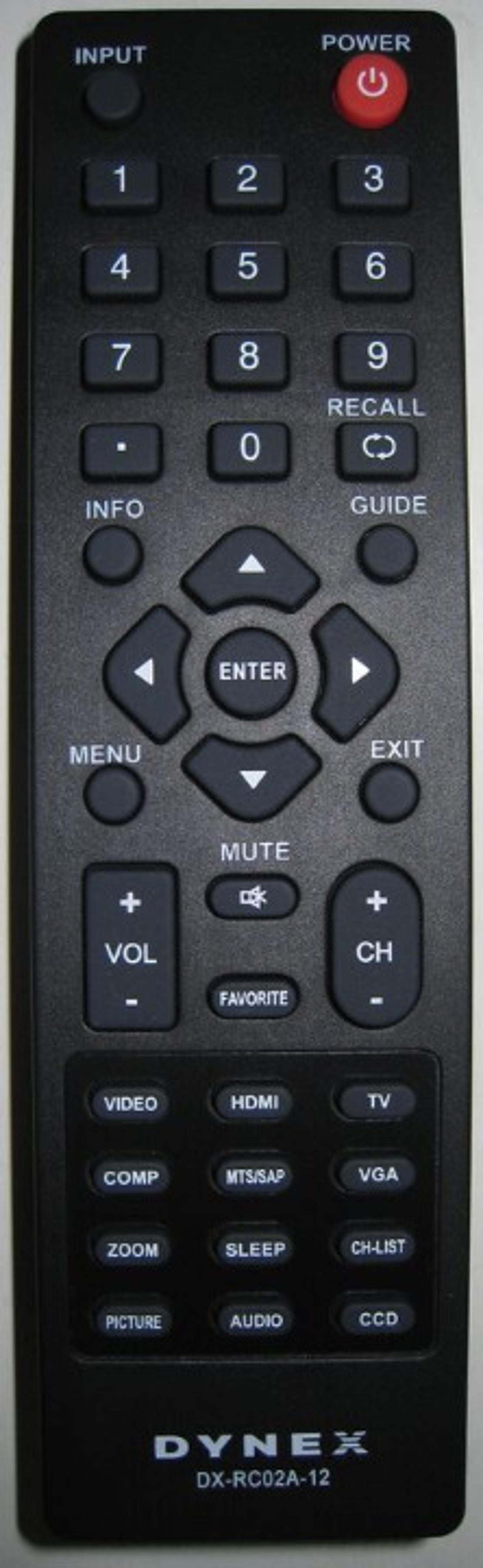 Original DX-RC02A-12 LCD LED TV Remote For all LED LCD TV - Dynex