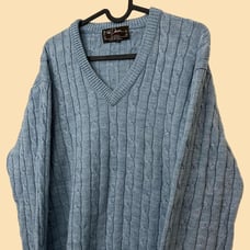 70s blue light weight cable knit sweater