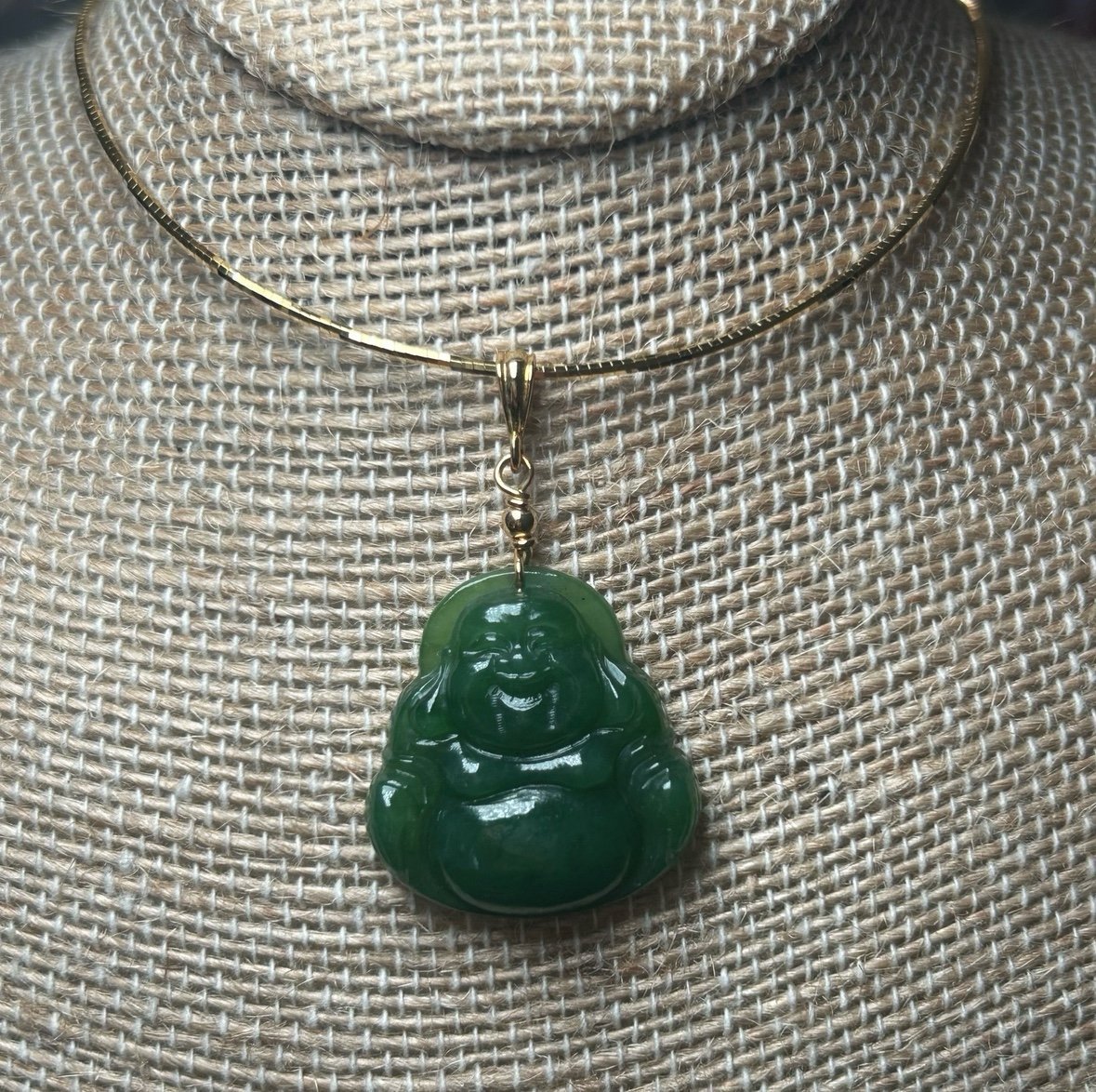 Genuine Jade Pendant Laughing Buddha Necklace