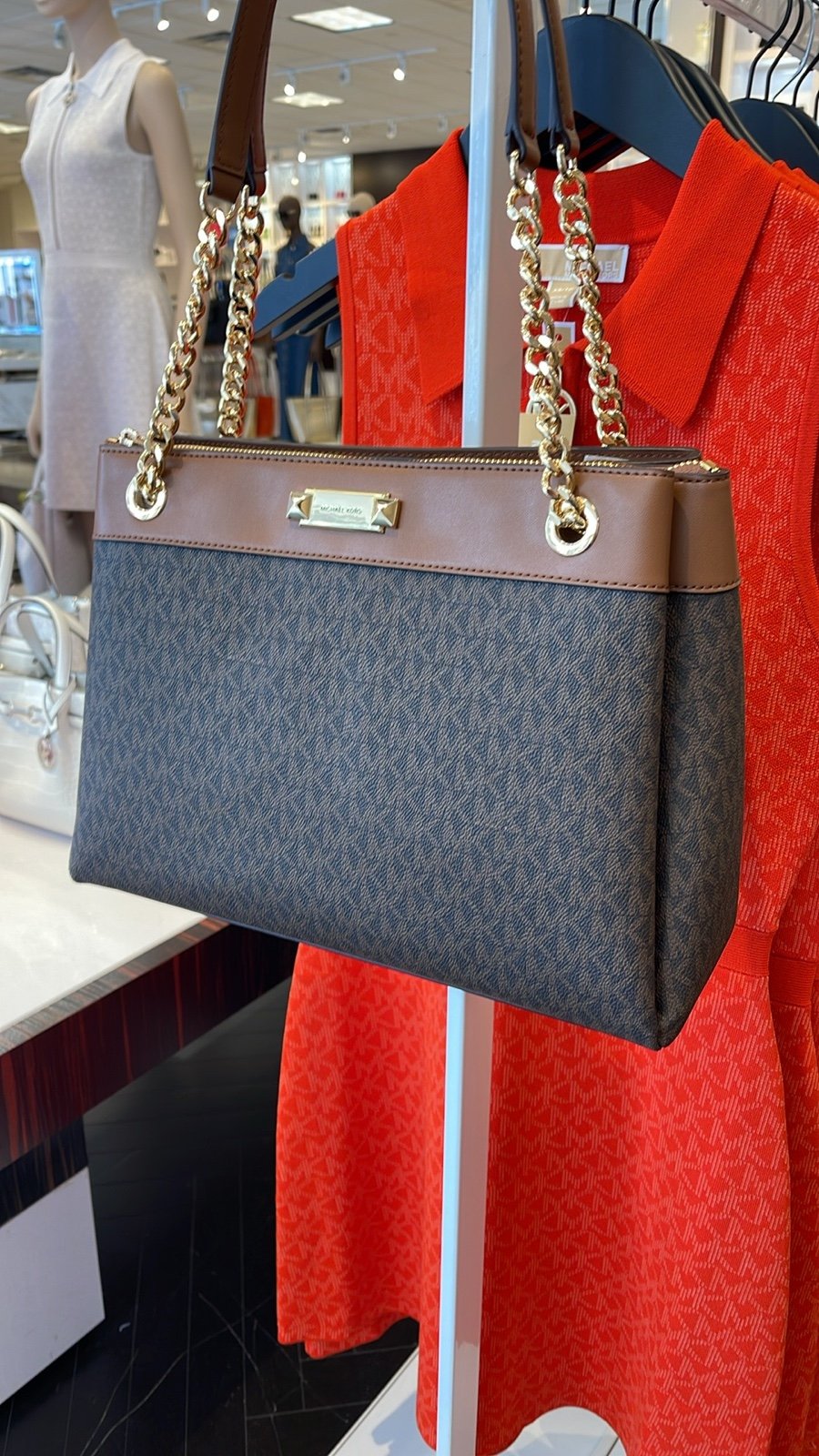 Michael Kors Whitney Medium Signature Logo Tote Bag Brown NWT