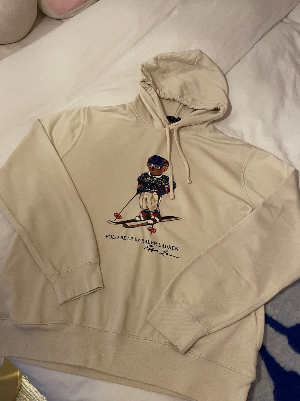 Skiing Bear Polo Fleece Hoodie