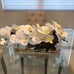 Silk orchid floral arrangement in oval glass vase \ arrangements \ centerpieces