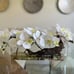 Silk orchid floral arrangement in oval glass vase \ arrangements \ centerpieces