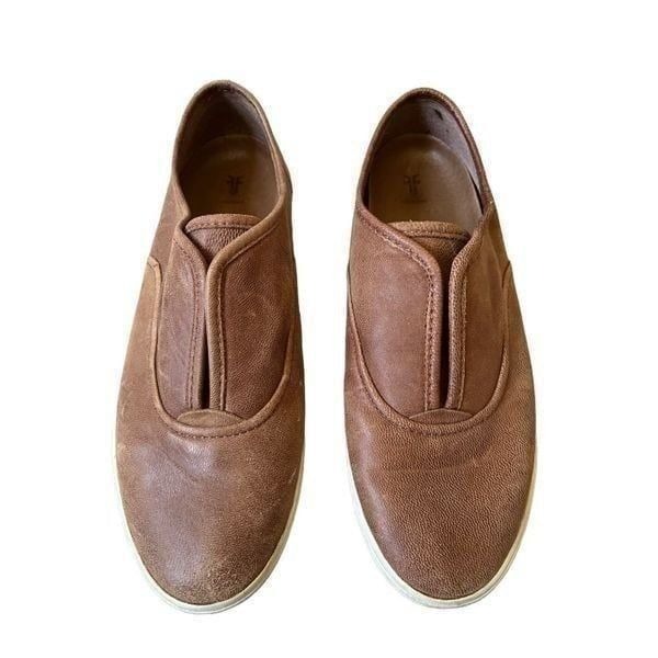 Frye Womens Maya Sneakers Shoes Brown Low Top Leather Slip On 8.5