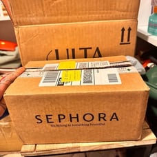box of makeup skincare hair care