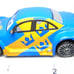 DISNEY PIXAR CARS MAX SCHNELL BLUE & YELLOW 1:55 DIEAST 3 1/8 CAR WITH CROWNS