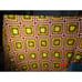 Granny Square Vintage Crocheted Afghan Throw Blanket Orange Yellow Brown Red