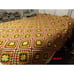 Granny Square Vintage Crocheted Afghan Throw Blanket Orange Yellow Brown Red