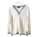 Duffield Lane Cashmere V Neck Pullover Sweater Cream Gray Medium