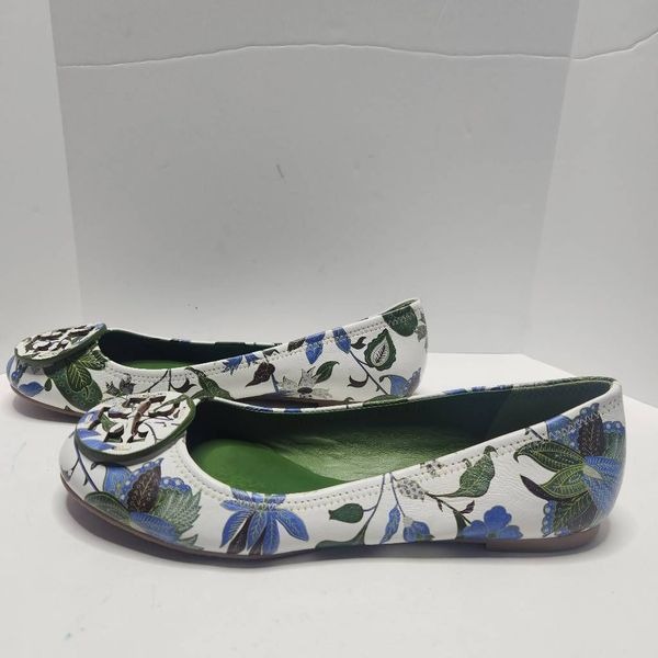 Tory Burch Womens Multicolor Round Toe Floral Ballet Flats Shoes Size 9M