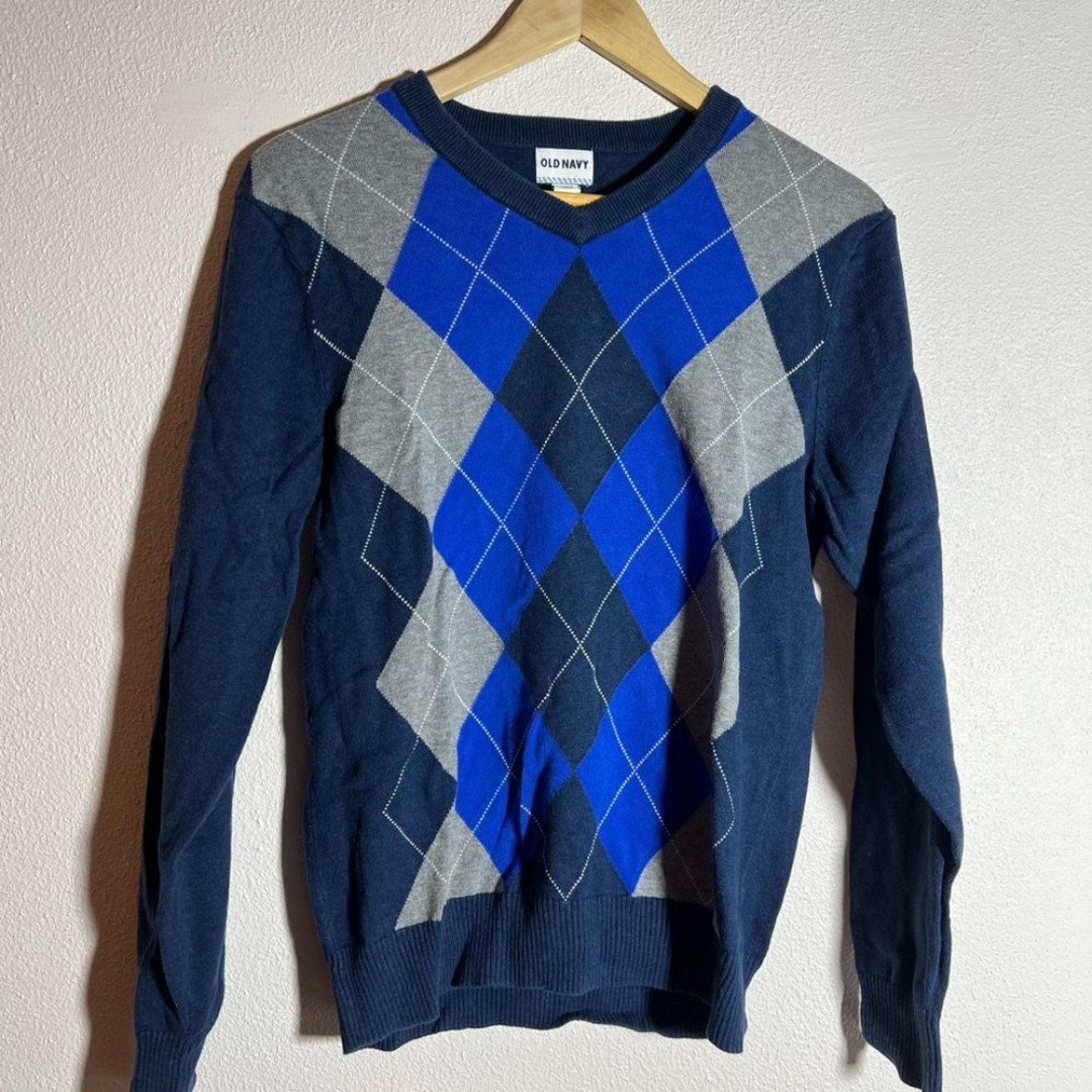 Old Navy Argyle Sweater V-Neck Men's