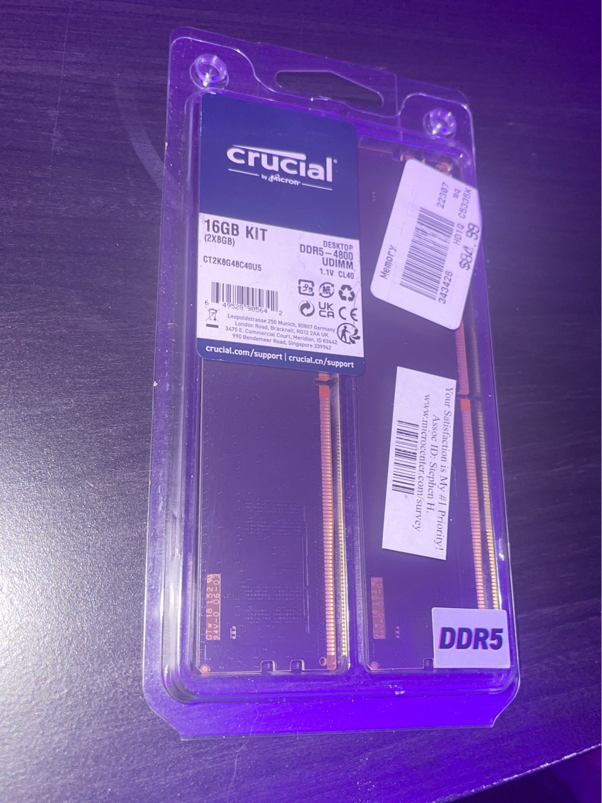 Crucial 16 GB RAM DDR5 4800 MHZ