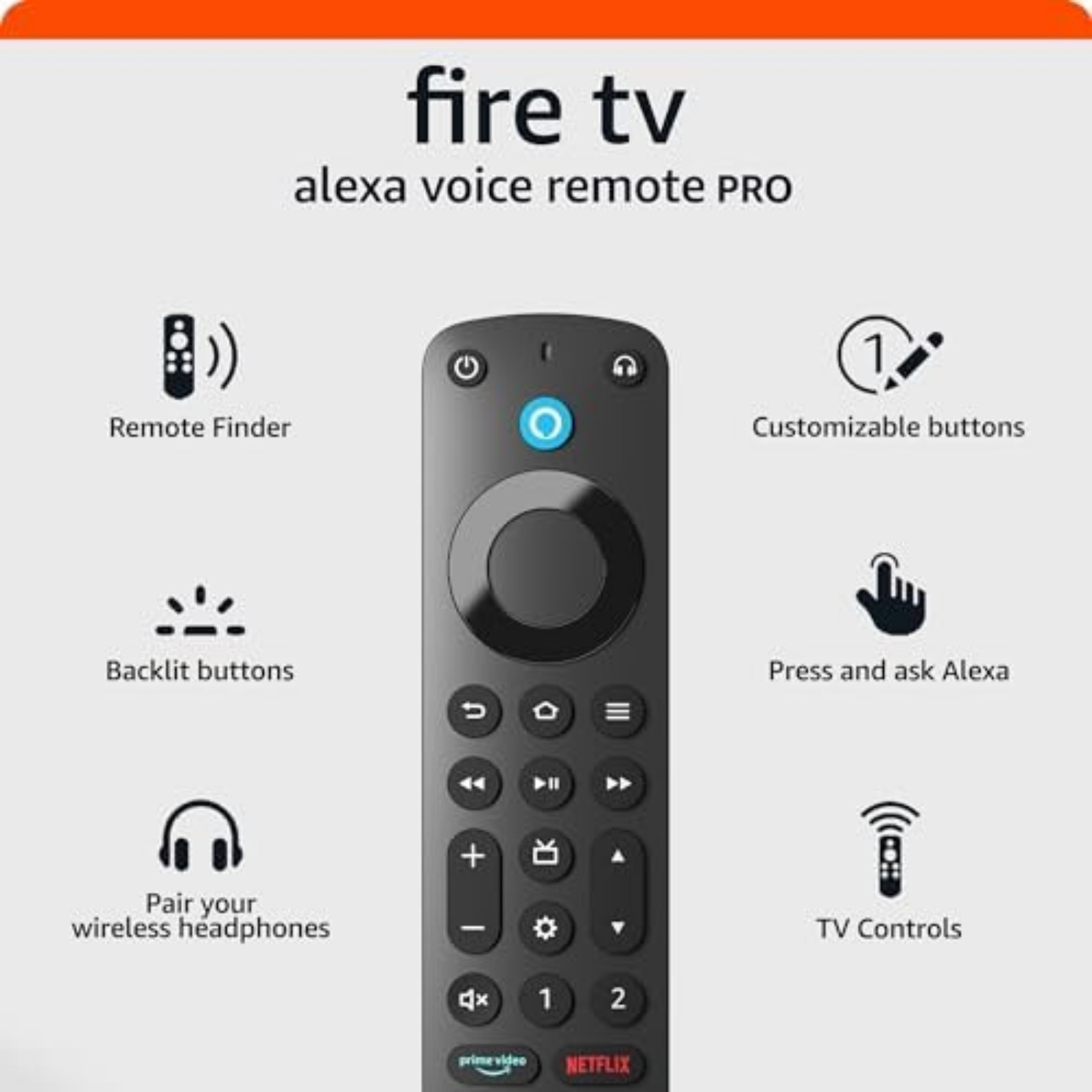 Amazon Alexa Voice Remote Pro, includes remote finder, TV controls, backlit butt