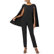 Adrianna Papell Stretch Crepe Boat Neck Cape Back Slim Leg Jumpsuit